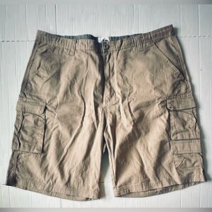 Old Mill Men's Cargo Shorts‎ 42 Solid Tan Drawstring Waist Flat Front
